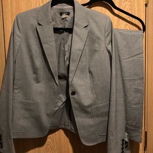 J. Crew two-way stretch suit in grey.